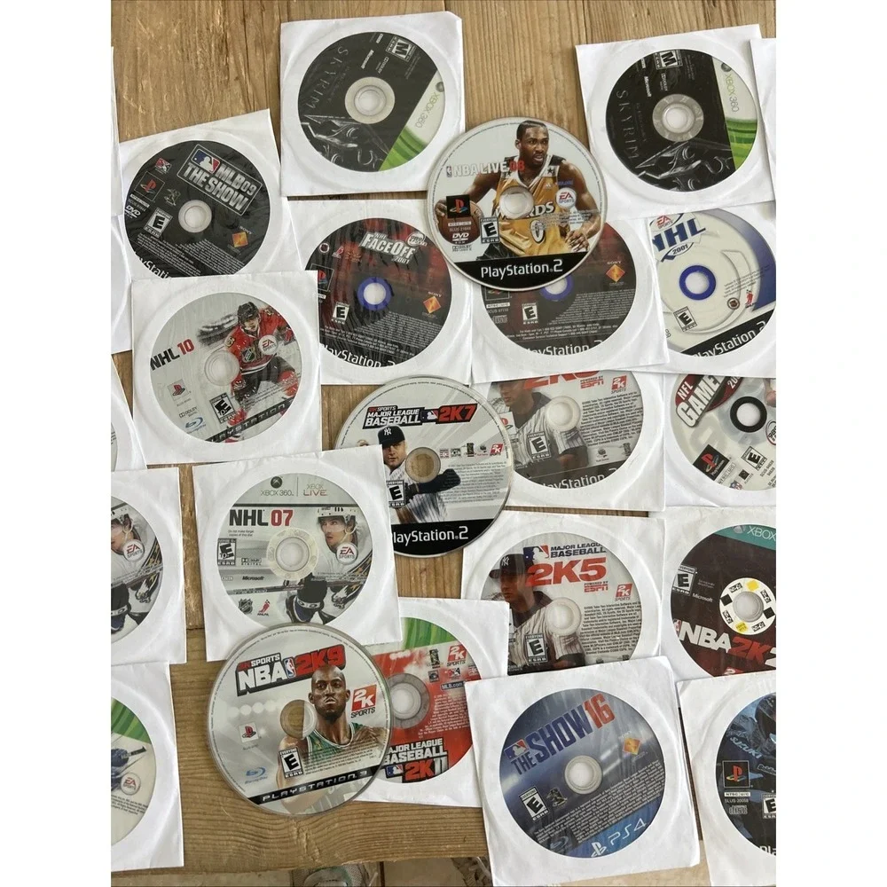 39 PS2 PS3 Xbox 360 Sports Video Games Lot NCAA NHL NBA MLB Skyrim